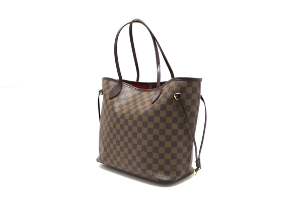 Louis Vuitton Damier Ebene Neverfull MM Shoulder Tote Bag