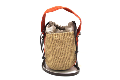 Chloe Chloé Woody Woven with Orange Logo Strap Tops Basket Bag | Italystation.com - Shop Now at italystation.com