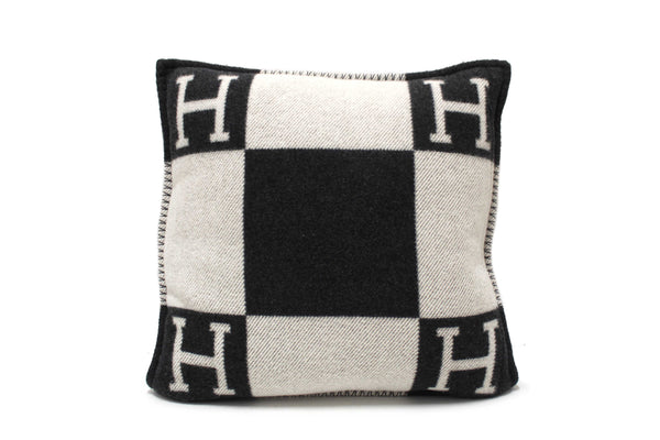 Hermes Black Grey Avalon Wool Cashmere Cushion Pillow