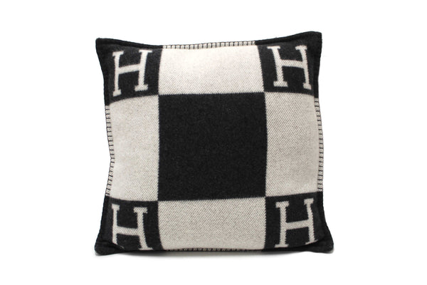 Hermes Black Grey Avalon Wool Cashmere Cushion Pillow