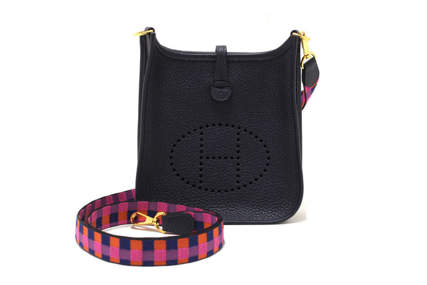 Hermès Bleu Nuit Clemence Leather Evelyne 16 Amazone Bag