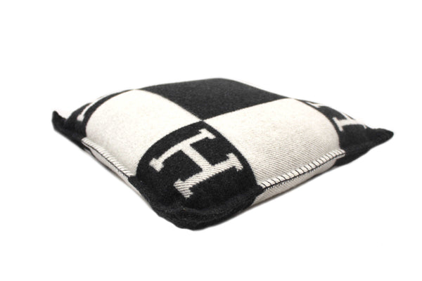 Hermes Black Grey Avalon Wool Cashmere Cushion Pillow