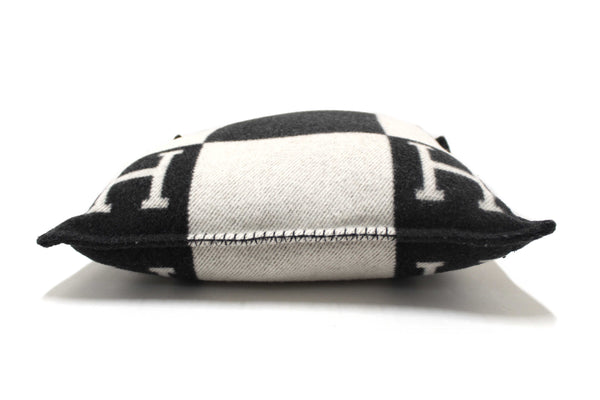 Hermes Black Grey Avalon Wool Cashmere Cushion Pillow