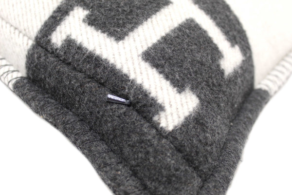 Hermes Black Grey Avalon Wool Cashmere Cushion Pillow