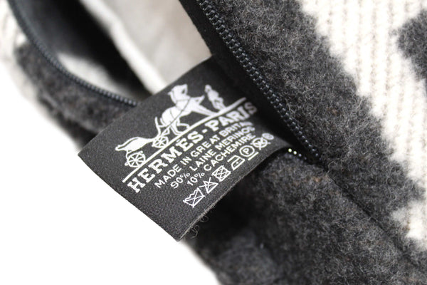 Hermes Black Grey Avalon Wool Cashmere Cushion Pillow