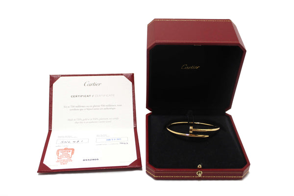 Cartier 18K Yellow Gold Classic ModelJuste Un Clou Bracelet Size 18