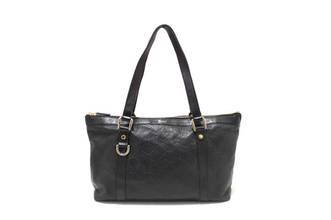 Gucci Black GG Guccissima Leather Abbey Shoulder Tote Bag