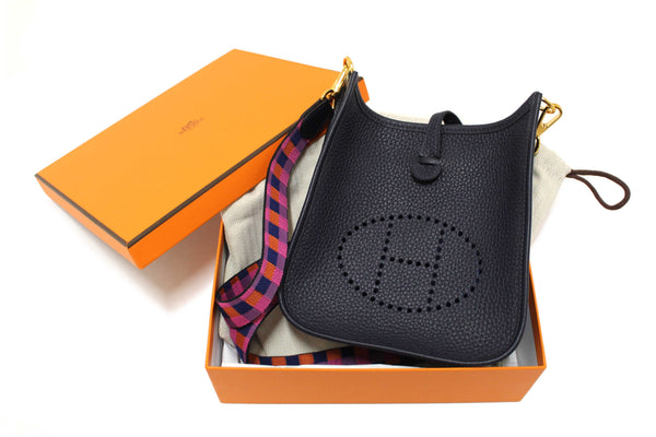 Hermès Bleu Nuit Clemence Leather Evelyne 16 Amazone Bag