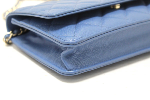Chanel Blue Quilted Caviar Leather Wallet On Chain WOC/ Clutch Bag