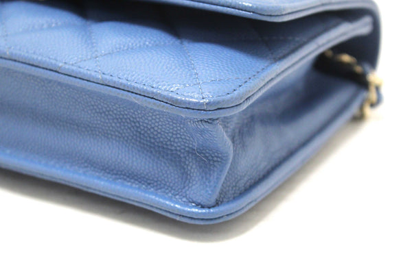 Chanel Blue Quilted Caviar Leather Wallet On Chain WOC/ Clutch Bag