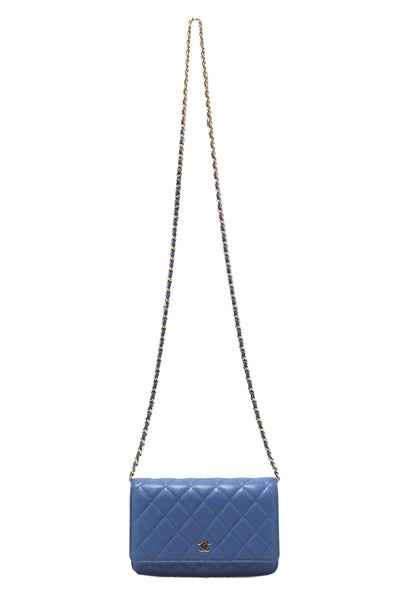 Chanel Blue Quilted Caviar Leather Wallet On Chain WOC/ Clutch Bag