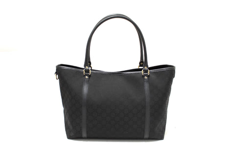 Authentic Gucci Black GG Fabric Large Shoulder Tote 265695