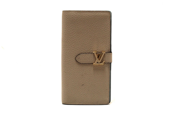 Louis Vuitton Galet Grey Grained Taurillon Leather LV Vertical Wallet