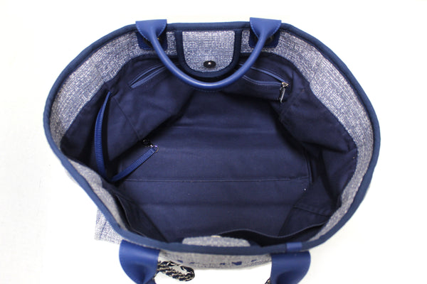 Chanel Blue Tweed Maxi Deauville Shopping Tote