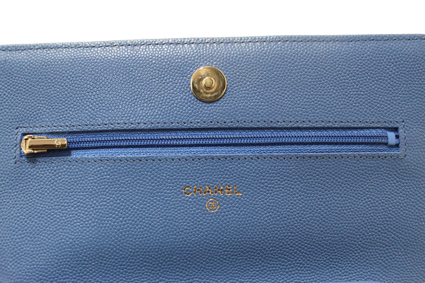 Chanel Blue Quilted Caviar Leather Wallet On Chain WOC/ Clutch Bag