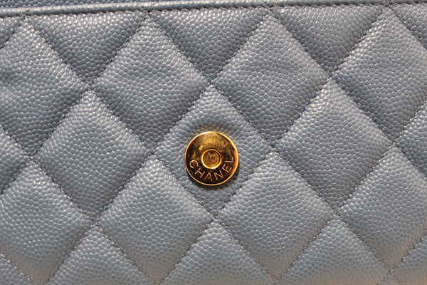 Chanel Blue Quilted Caviar Leather Wallet On Chain WOC/ Clutch Bag