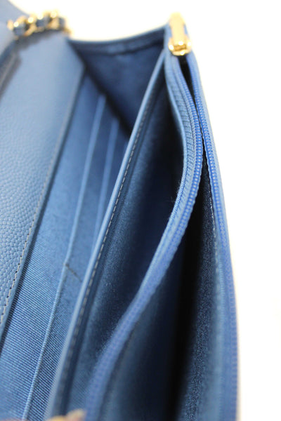 Chanel Blue Quilted Caviar Leather Wallet On Chain WOC/ Clutch Bag