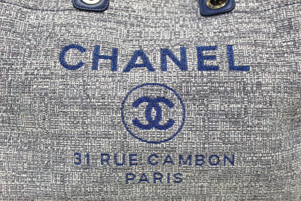 Chanel Blue Tweed Maxi Deauville Shopping Tote