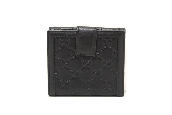 Gucci Black Guccissima Leather Sukey French Flap Wallet