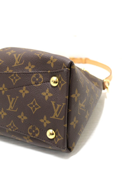 Louis Vuitton Classic Monogram  Canvas with Red Leather V Tote MM Bag