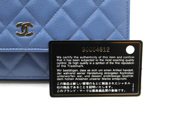 Chanel Blue Quilted Caviar Leather Wallet On Chain WOC/ Clutch Bag