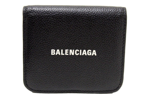 Balenciaga Black Grained Calfskin Leather Cash Mini Wallet | Italystation.com - Shop Now at italystation.com