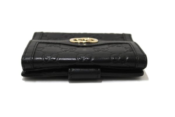 Gucci Black Guccissima Leather Sukey French Flap Wallet