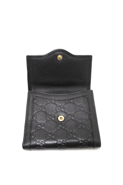 Gucci Black Guccissima Leather Sukey French Flap Wallet