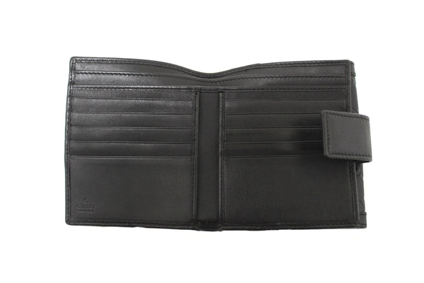 Gucci Black Guccissima Leather Sukey French Flap Wallet