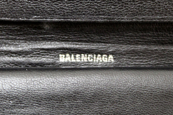 Balenciaga Black Grained Calfskin Leather Cash Mini Wallet