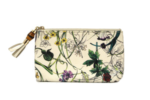 Gucci White Calfskin Flora Infinity Small Zip Pouch