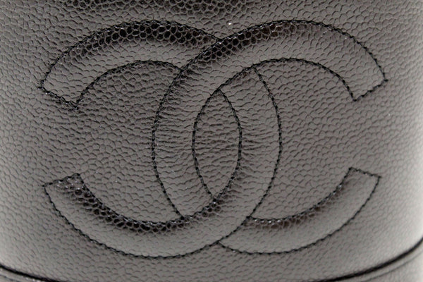 Chanel Vintage Black Caviar Leather Vanity Cosmetic Case