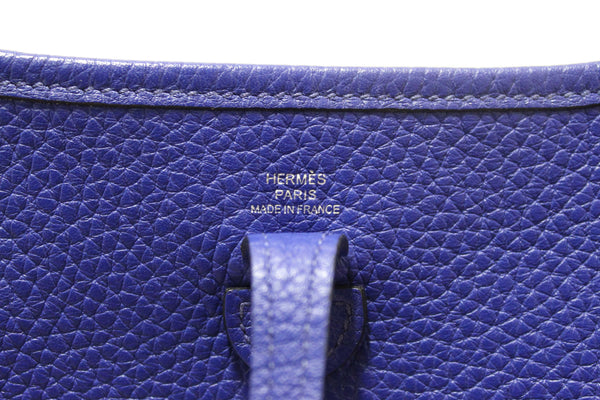 NEW  Hermes Blue Clemence Leather Evelyne 16 Amazone TPM Bag