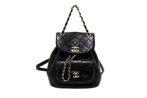 Chanel Black Lambskin Quilted Leather Small Duma Drawstring Backpack