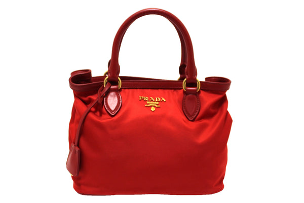 Prada Red Nylon Tessuto Tote Bag with Strap