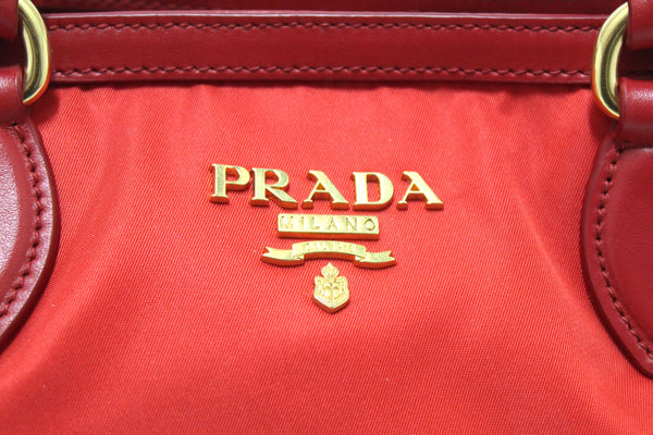 Prada Red Nylon Tessuto Tote Bag with Strap