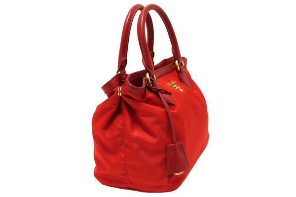 Prada Red Nylon Tessuto Tote Bag with Strap