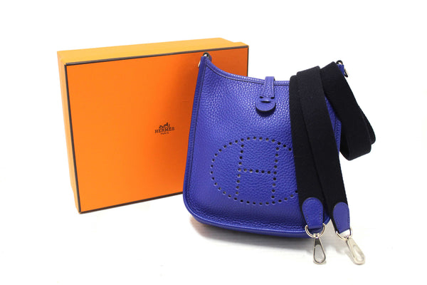 NEW  Hermes Blue Clemence Leather Evelyne 16 Amazone TPM Bag