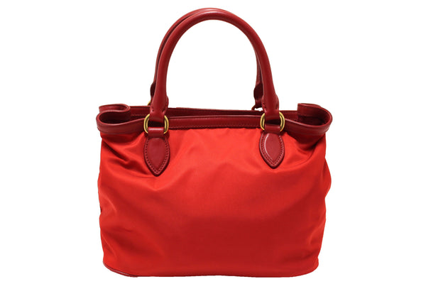 Prada Red Nylon Tessuto Tote Bag with Strap