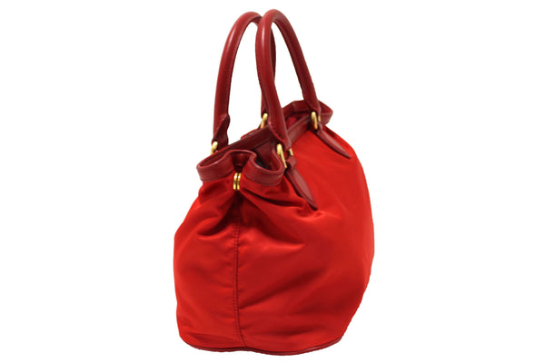 Prada Red Nylon Tessuto Tote Bag with Strap