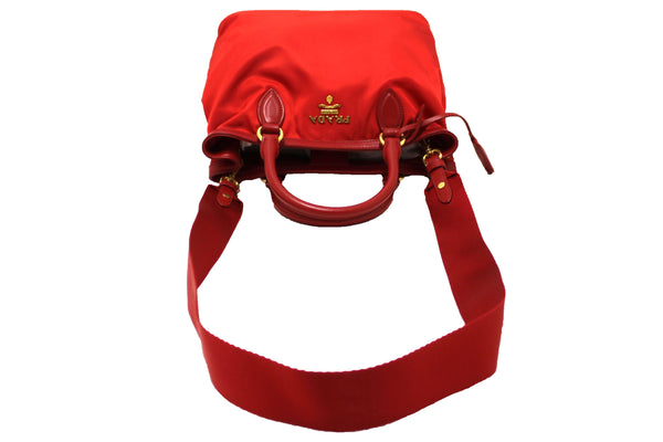 Prada Red Nylon Tessuto Tote Bag with Strap