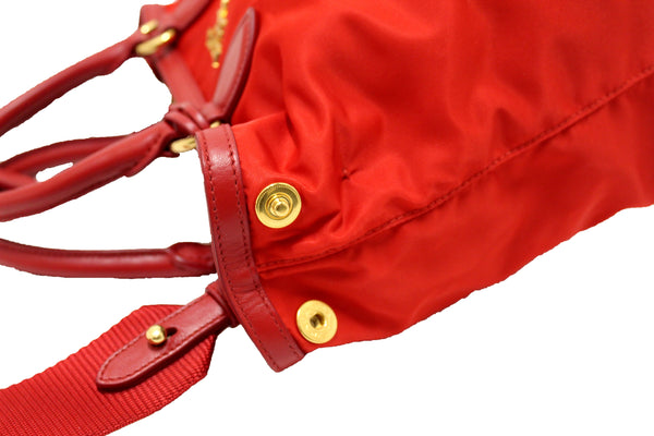 Prada Red Nylon Tessuto Tote Bag with Strap