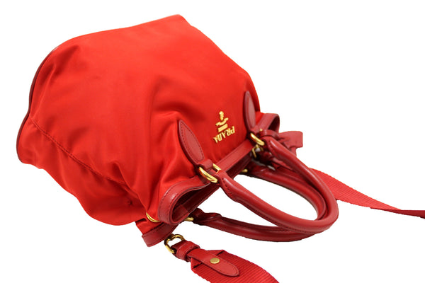 Prada Red Nylon Tessuto Tote Bag with Strap