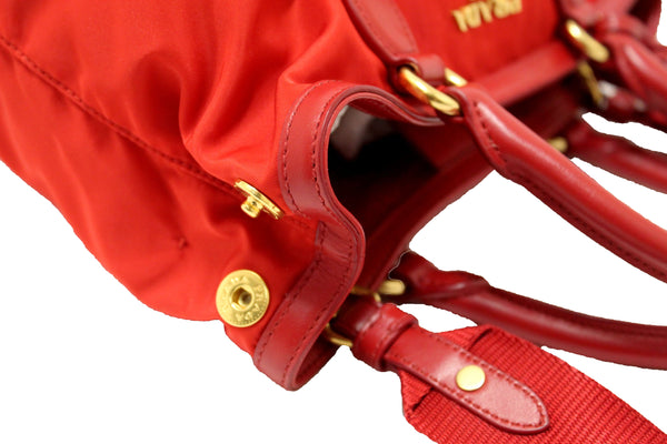 Prada Red Nylon Tessuto Tote Bag with Strap