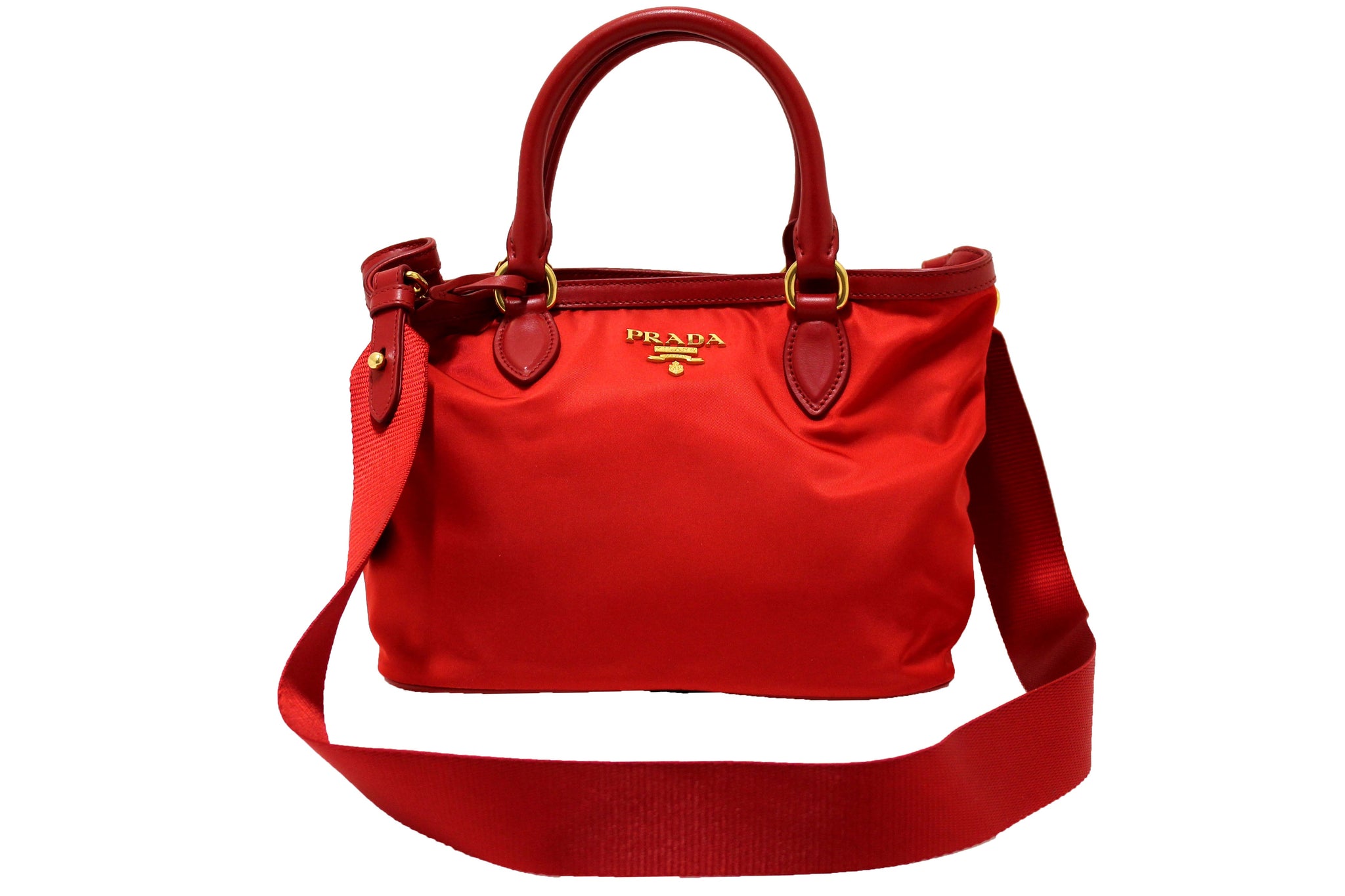 Prada Red Nylon Tessuto Tote Bag with Strap