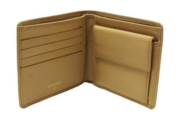 Chanel Beige Caviar Leather Medium Size Bi-fold Wallet