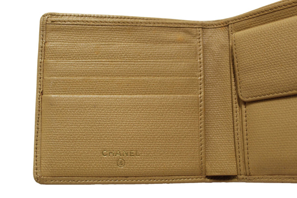 Chanel Beige Caviar Leather Medium Size Bi-fold Wallet