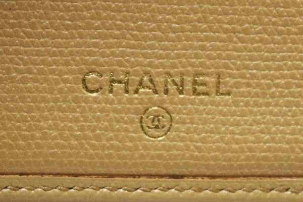Chanel Beige Caviar Leather Medium Size Bi-fold Wallet