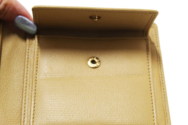 Chanel Beige Caviar Leather Medium Size Bi-fold Wallet