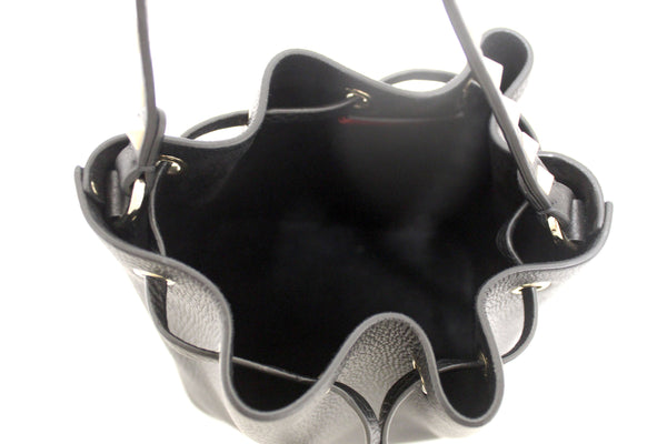 New Valentino Black Leather Small Rockstud Bucket Messenger Bag
